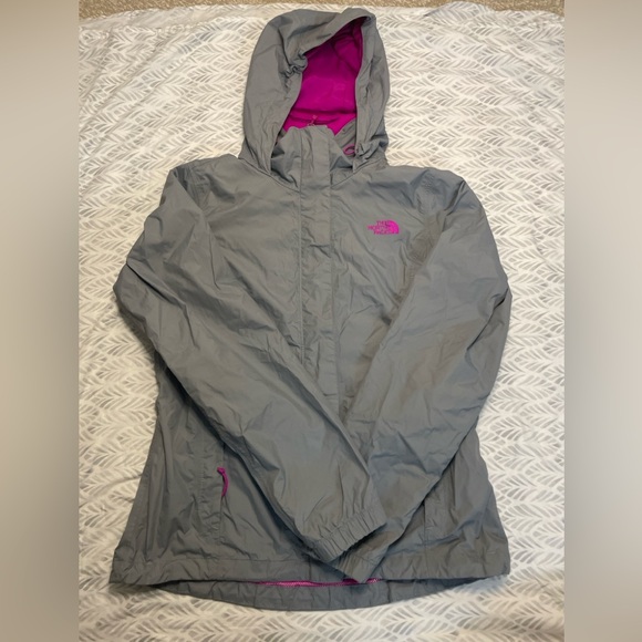 Grey/Pink Northface Rain Jacket (Small) - Picture 1 of 4
